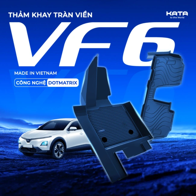 Thảm Lót Sàn Xe VF6 TPE Tràn Viền & PVC Vân Dotmatrix