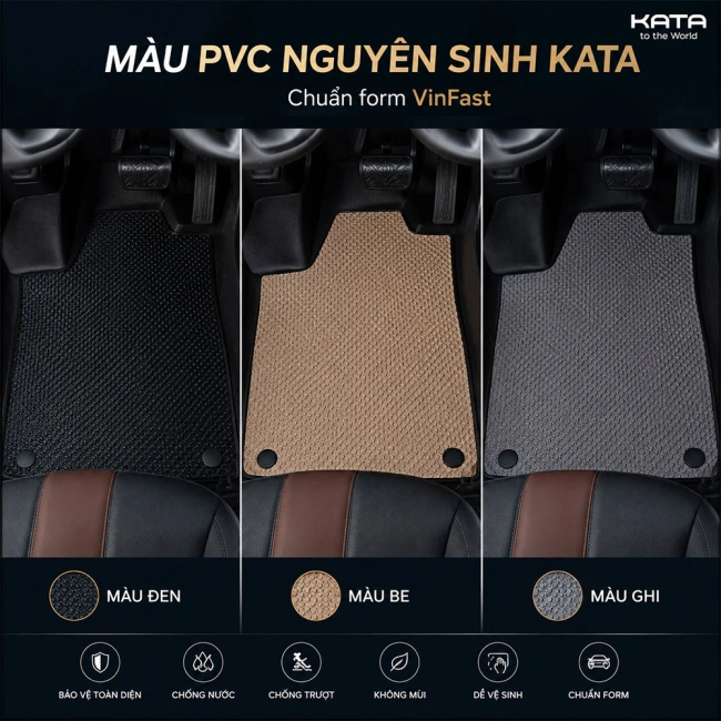 Thảm Lót Sàn Xe VF3 TPE Tràn viền & PVC Vân Dotmatrix