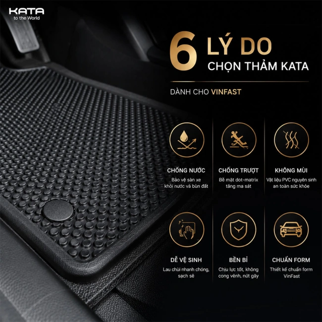 Thảm Lót Sàn Xe VF3 TPE Tràn viền & PVC Vân Dotmatrix