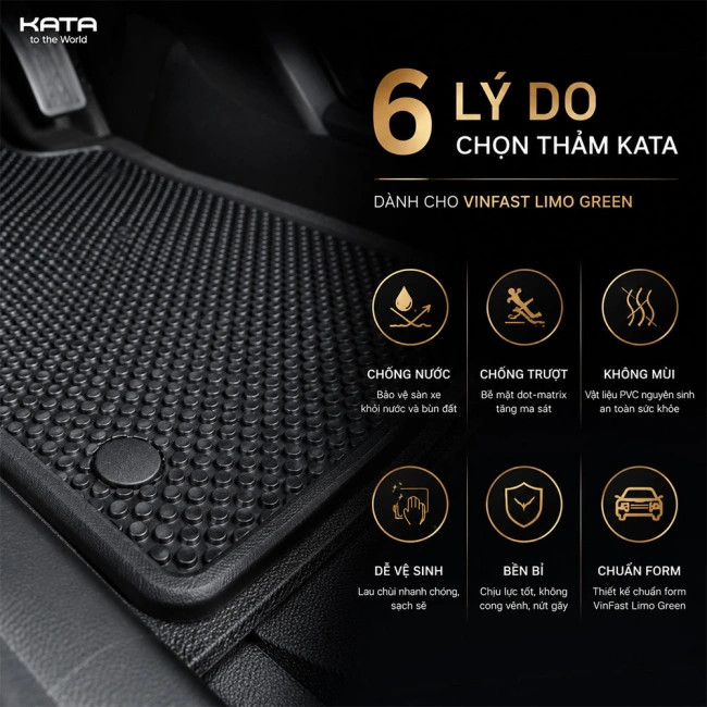 Thảm Lót Sàn Xe Limo Green TPE Tràn Viền & PVC Vân Dotmatrix