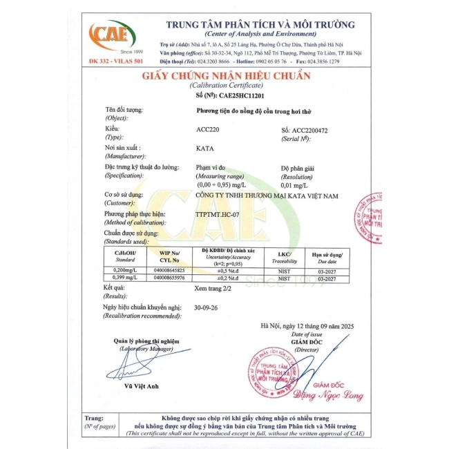 Máy thổi đo nồng độ cồn KATA ACC220