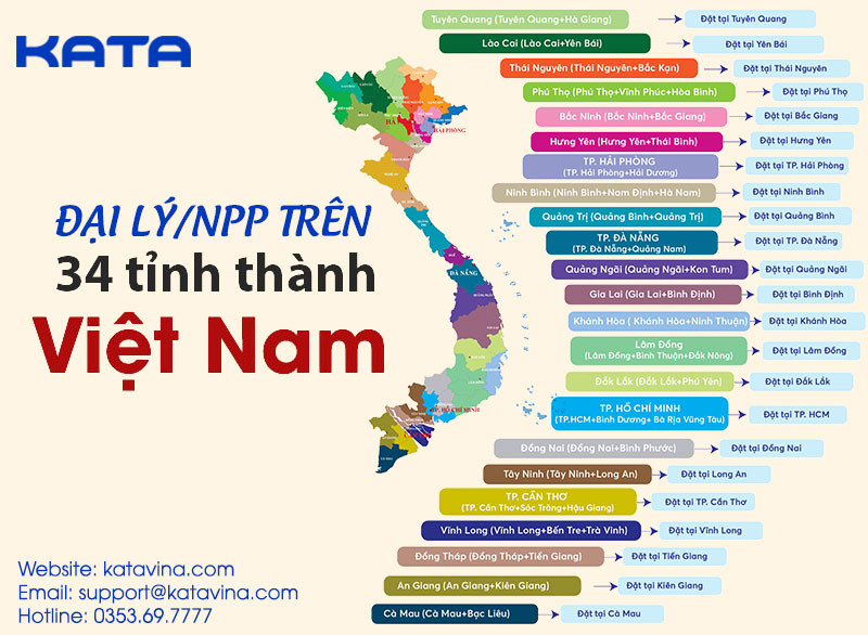 Đại lý phân phối của KATA trên 34 tỉnh thành
