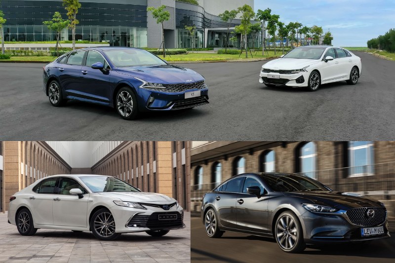 Kia K5 2022 thuộc phân khúc sedan hạng D, cạnh tranh trực tiếp với các đối thủ chính là Toyota Camry và Mazda 6