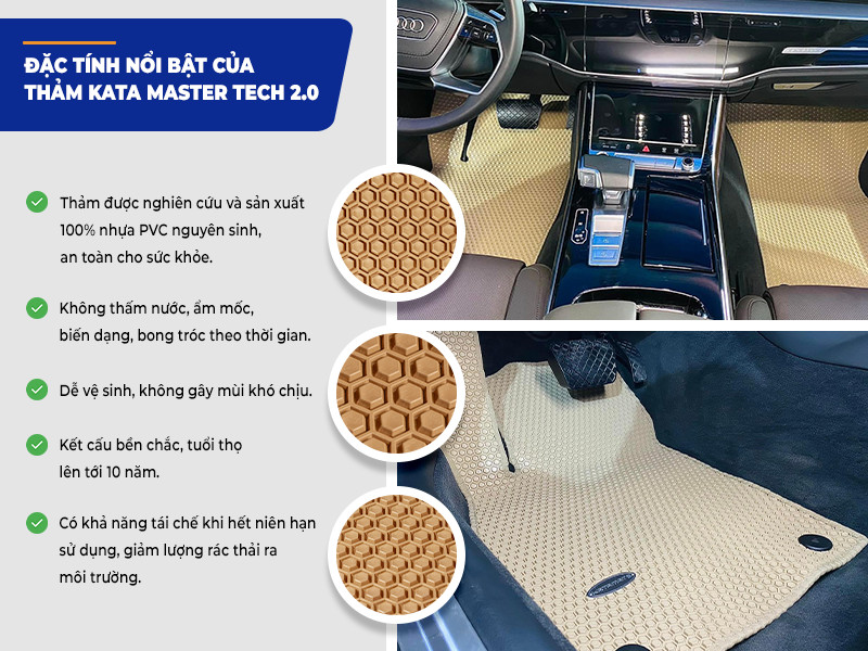 Mẫu thảm lót sàn ô tô Audi A8L 2022 cao cấp của KATA