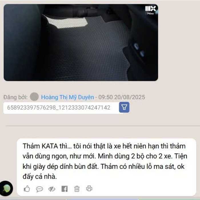 Khách hàng feedback về Thảm lót sàn ô tô KATA