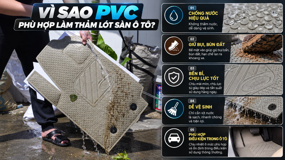 Vì sao PVC phù hợp để làm thảm lót sàn ô tô?